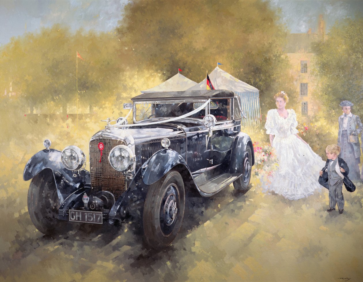 Bentley ve Gelin (tuval üzerine yağlı boya) by Peter Miller