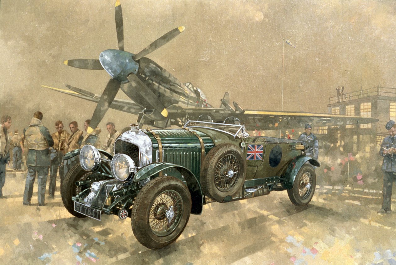 Bentley ve Spitfire (tuval üzerine yağlı boya) by Peter Miller