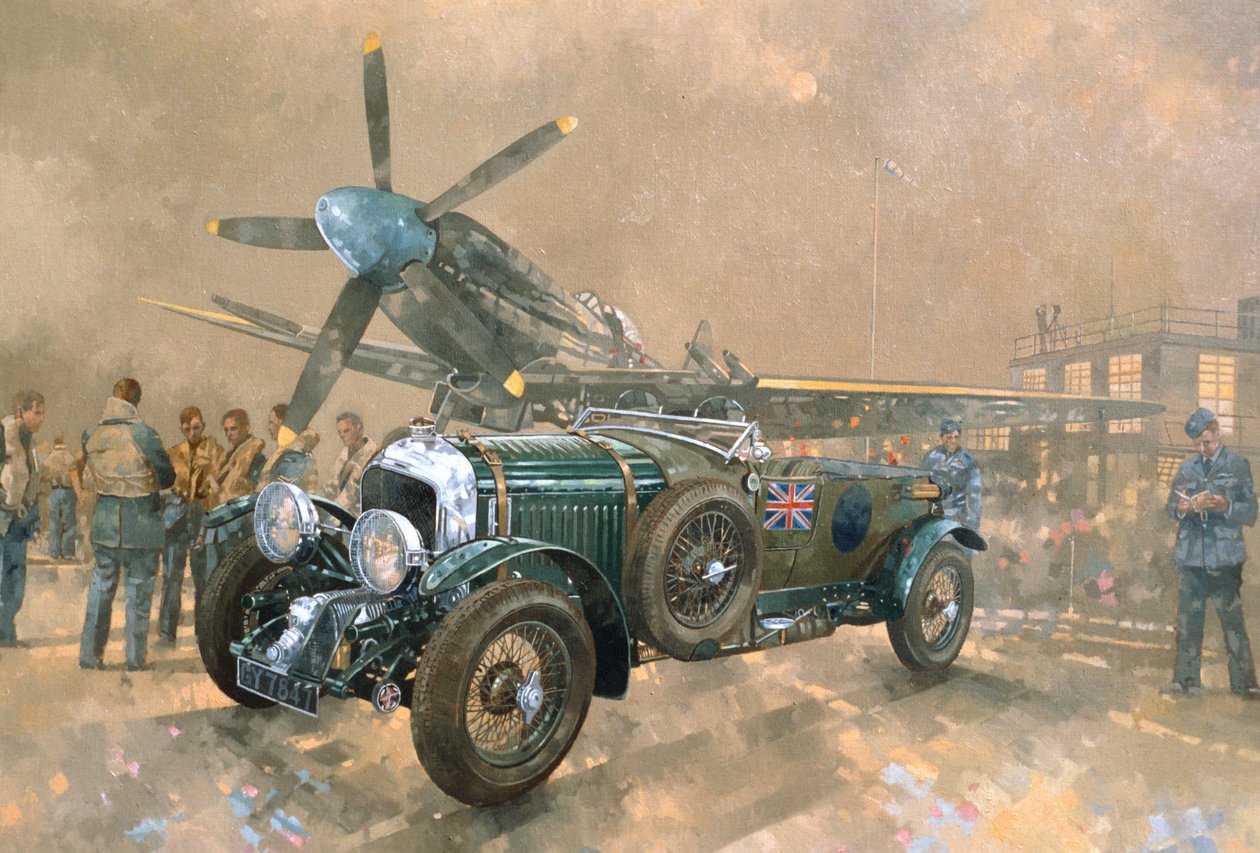 Bentley ve Spitfire (tuval üzerine yağlı boya) by Peter Miller