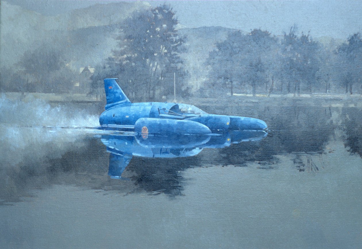 Donald Campbell ve Bluebird (tuval üzerine yağlı boya) by Peter Miller