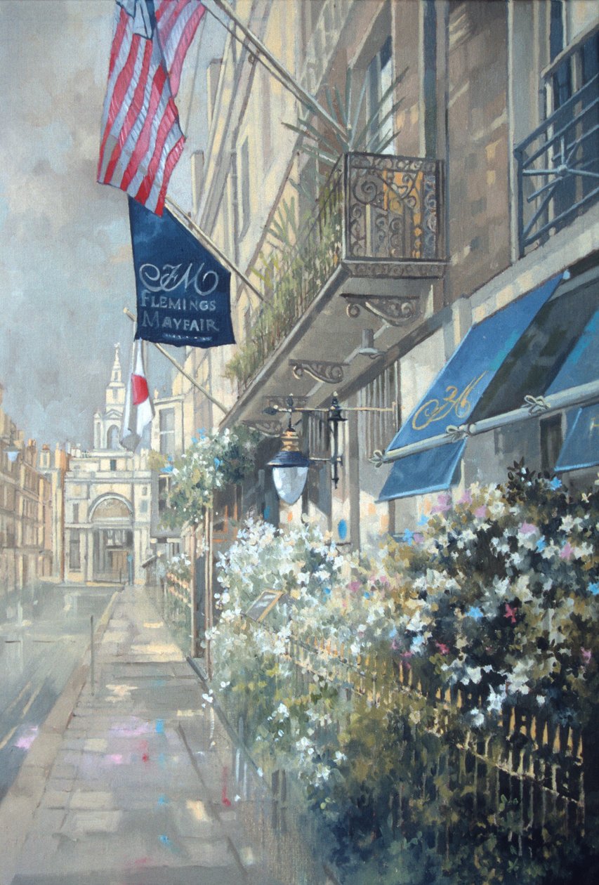 Flemings Hotel, Half Moon Street, Londra (tuval üzerine yağlı boya) by Peter Miller