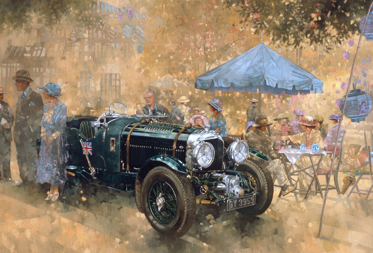 Bentley ile bahçe partisi (tuval üzerine yağlı boya) by Peter Miller