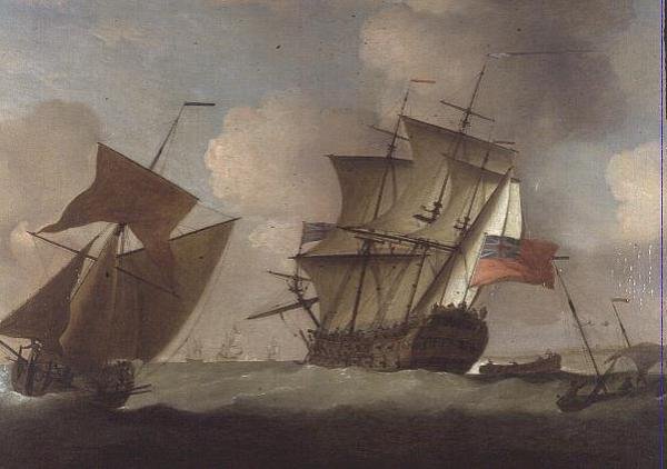 Elizabeth Kalesi, Jersey açıklarında filosuna katılan üçüncü sınıf biri by Peter Monamy
