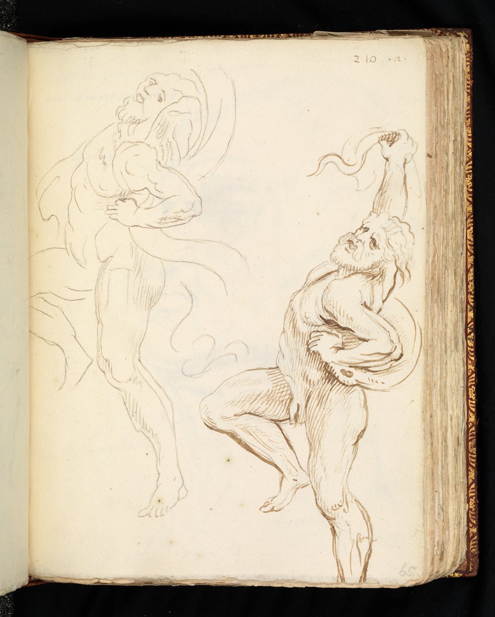 Biri perdeye dönüşen yılanlarla ilgili iki Laocoon çalışması (grafit, kalem ve serilmiş kağıt üzerine kahverengi mürekkep) by Peter Paul (after) Rubens