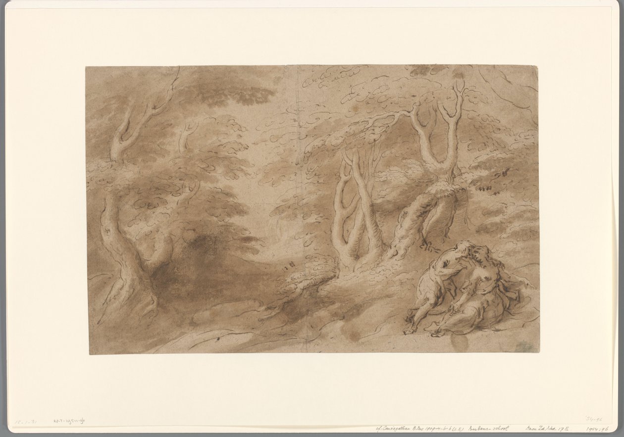 Sevgi dolu çift ile manzara by Peter Paul Rubens (school of)