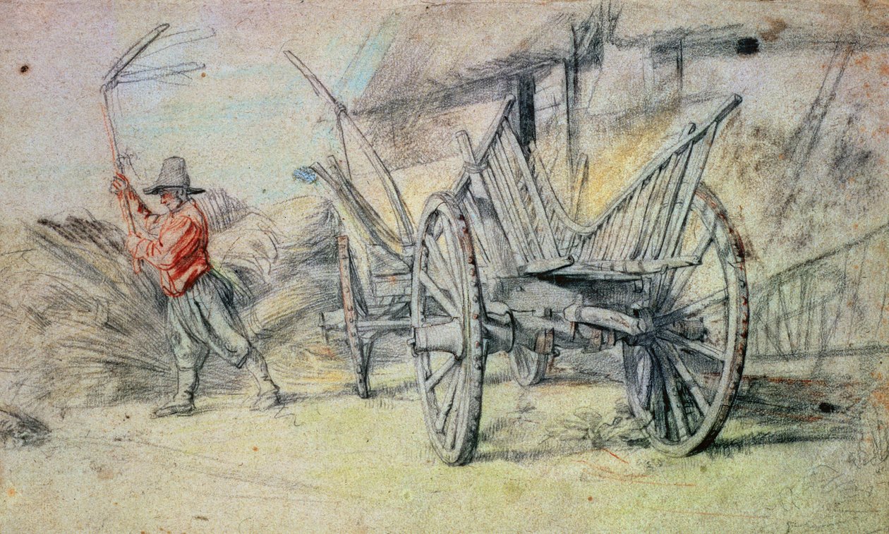 Ön Planda Çiftlik Arabasıyla Harman Yapan Bir Adam by Peter Paul Rubens