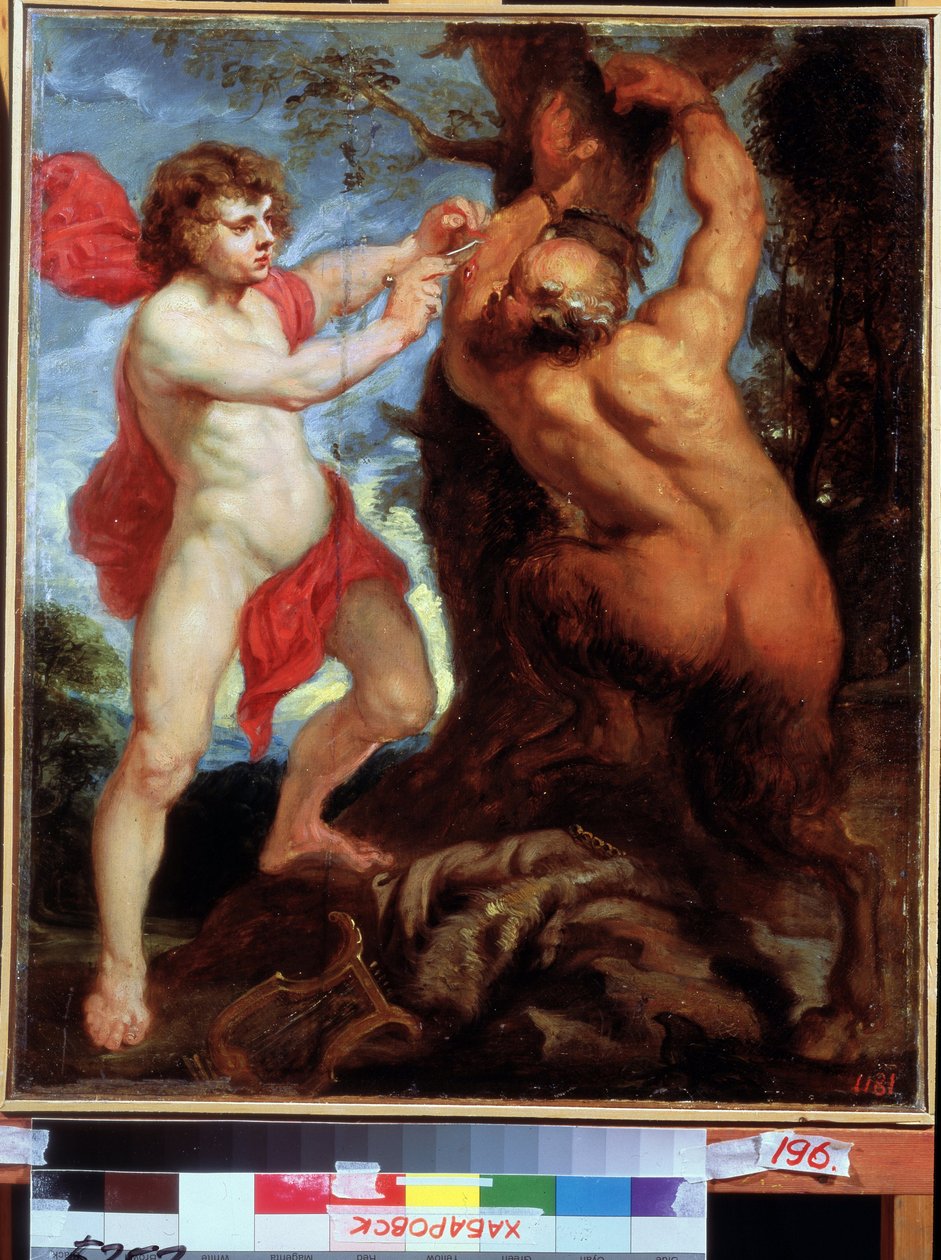 Apollos ve Marsyas (Apollo ve Marsyas). Peinture de Pierre Paul (Pierre-Paul) Rubens (o Peter Paul veya Petrus Paulus) (1577-1640). Huile sur bois, 57 x 48 cm. Flaman sanatı, barok sanatı. Uzak Doğu Sanat Müzesi, Habarovsk. by Peter Paul Rubens