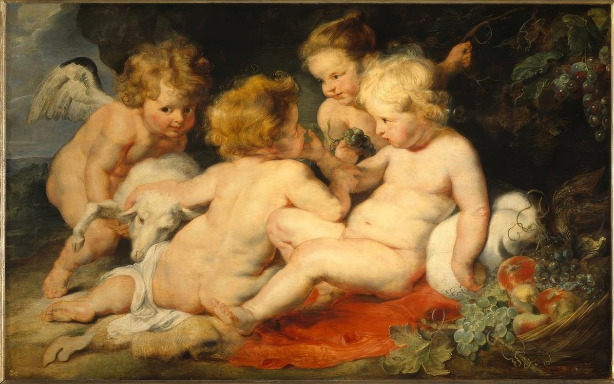 Çocuk John ve iki melek ile küçük İsa by Peter Paul Rubens