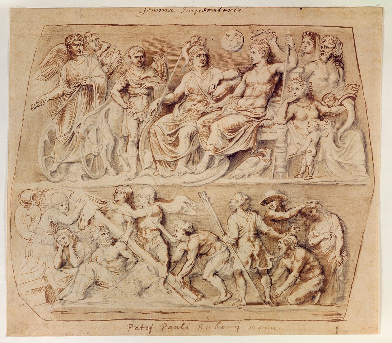 Gemma Augustea'nın çizimi (kağıt üzerinde kalem ve mürekkep ve kurşun kalem) by Peter Paul Rubens