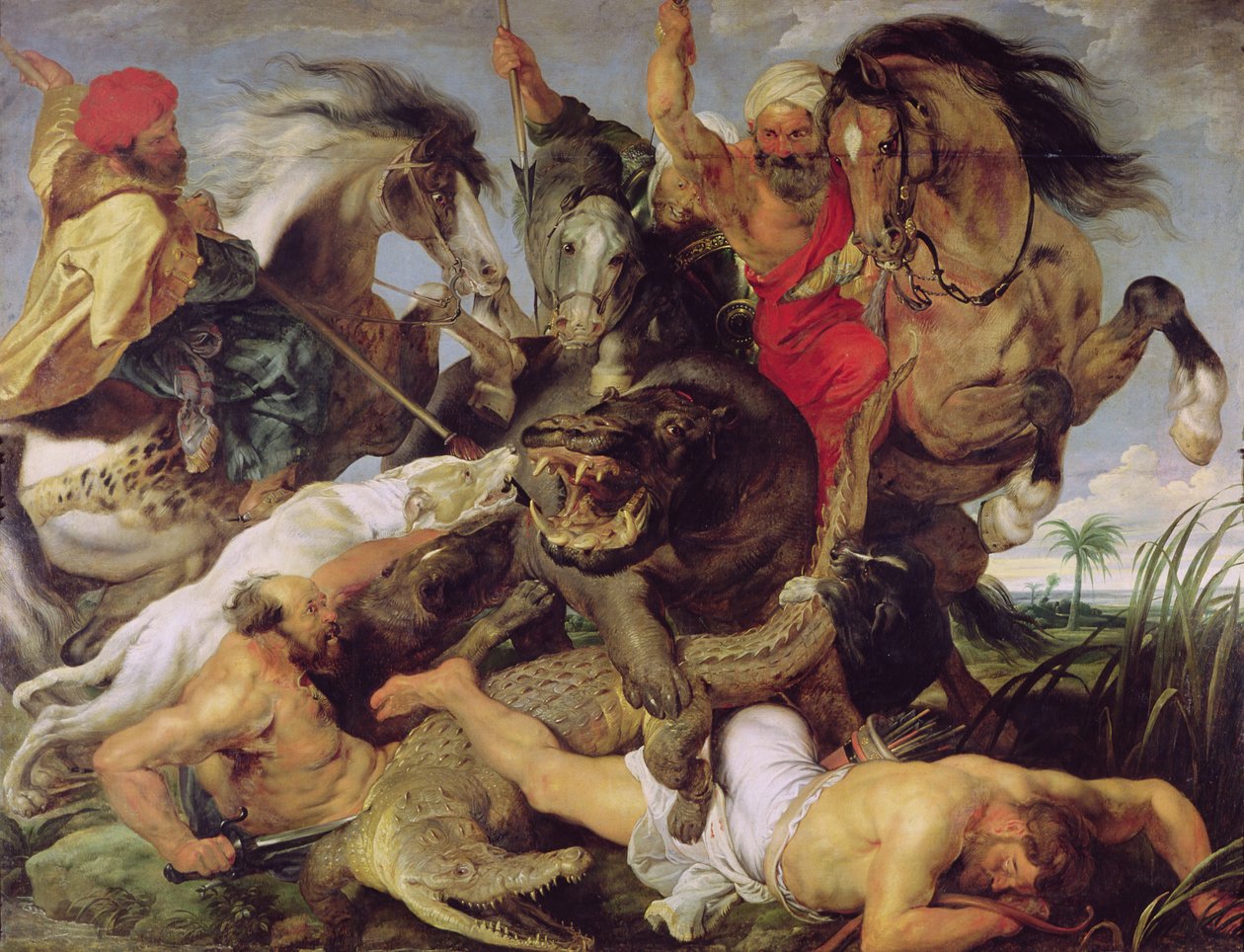 Su aygırı ve Timsah Avı, c.1615-16 (ayrıntılar için bkz. 170972) by Peter Paul Rubens