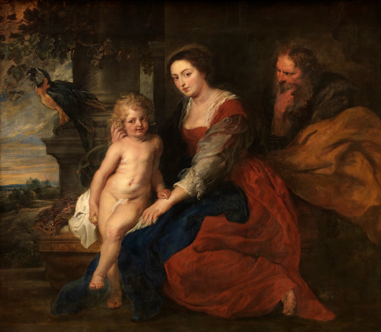 Bir papağan ile Kutsal Aile by Peter Paul Rubens
