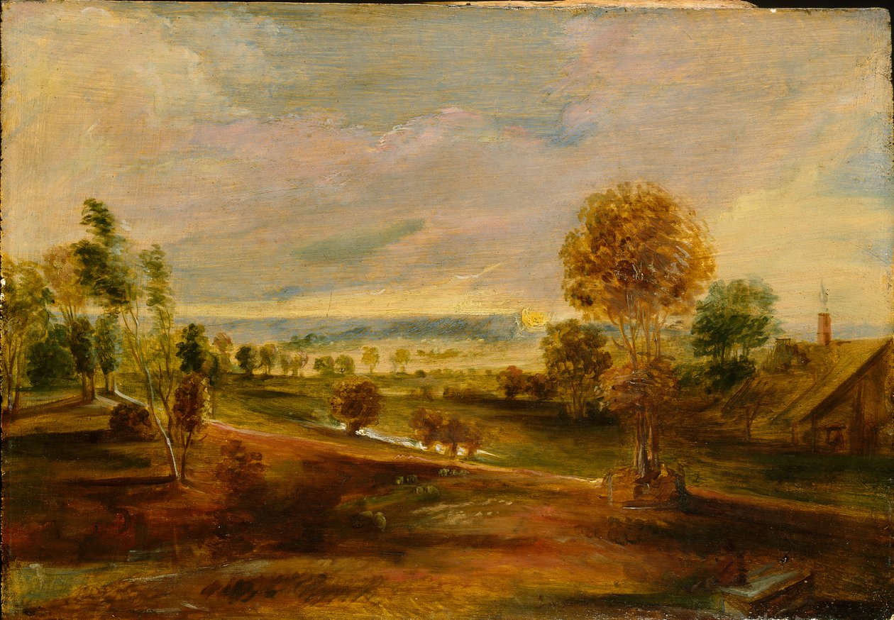 Gün Batımında Çiftlik Binaları ile Manzara, 1600-1640 by Peter Paul Rubens
