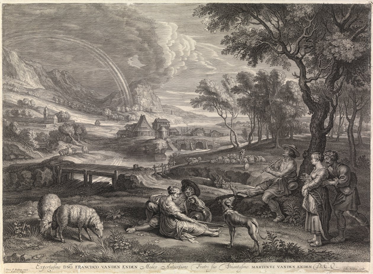Gökkuşağı ve Çobanlı Manzara (gravür) by Peter Paul Rubens