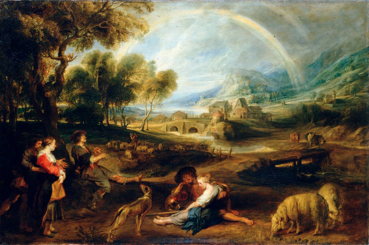 Gökkuşağı ile manzara, 1630