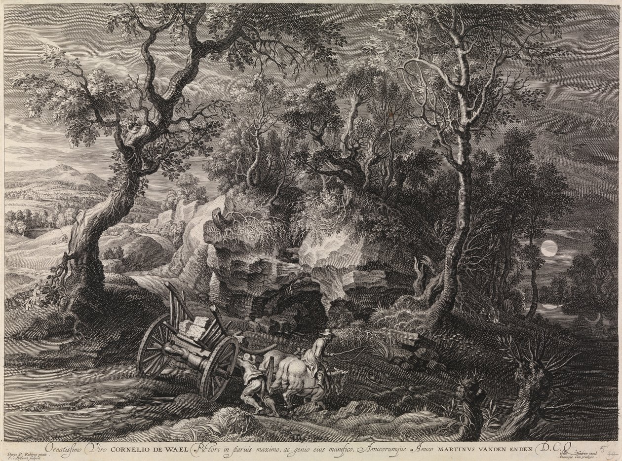 Arabanın sıkıştığı manzara (gravür) by Peter Paul Rubens