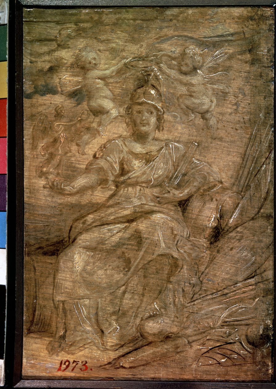 Marie de Medicis (1575-1642) ve Pallas Athena (Marie de Medici, Pallas Athena olarak). Peinture de Pierre Paul (Pierre-Paul) Rubens (o Peter Paul veya Petrus Paulus) (1577-1640). Huile sur bois, 22,5 x 15 cm by Peter Paul Rubens