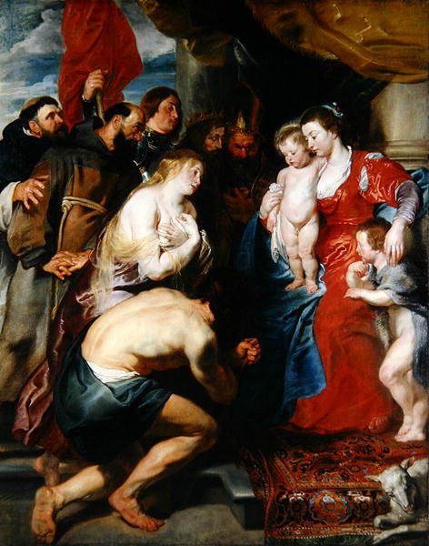 İsa ve Yuhanna ile Meryem (meşe panel üzerine tuval üzerine yağlıboya) by Peter Paul Rubens