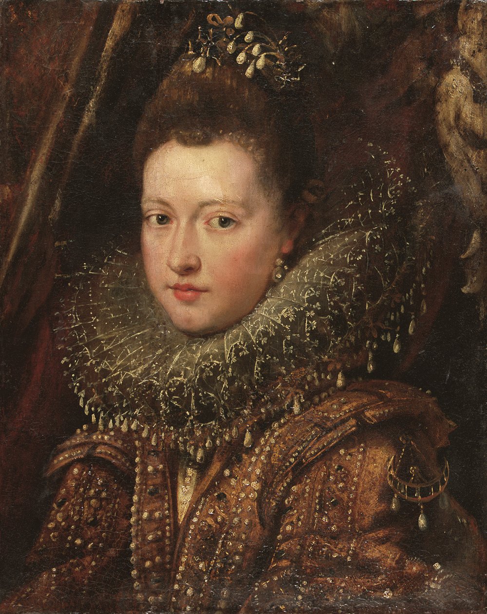 Prenses Margherita Gonzaga#39;nın portresi, büstü uzunluğunda - bir parça (tuval üzerine yağlıboya) by Peter Paul Rubens