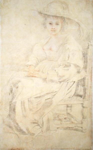 Bir Kadının Portresi, muhtemelen Helena Fourment, c.1630-35 (kağıt üzerinde siyah ve kırmızı tebeşir) by Peter Paul Rubens