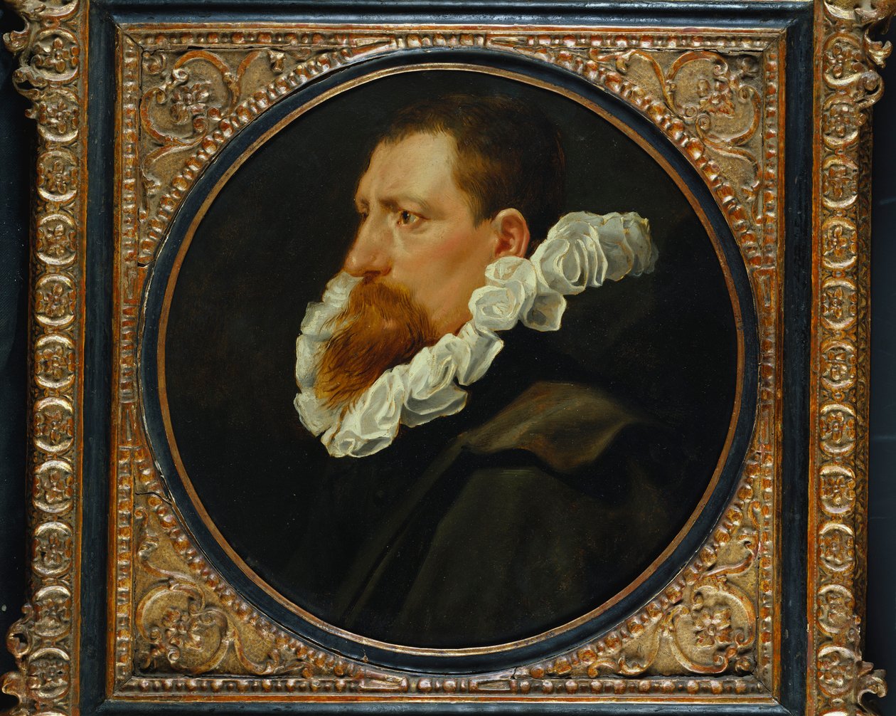 Beyaz bir ruff ve gri pelerin giyen bir beyefendinin portresi, küçük göğüs uzunluğu, by Peter Paul Rubens