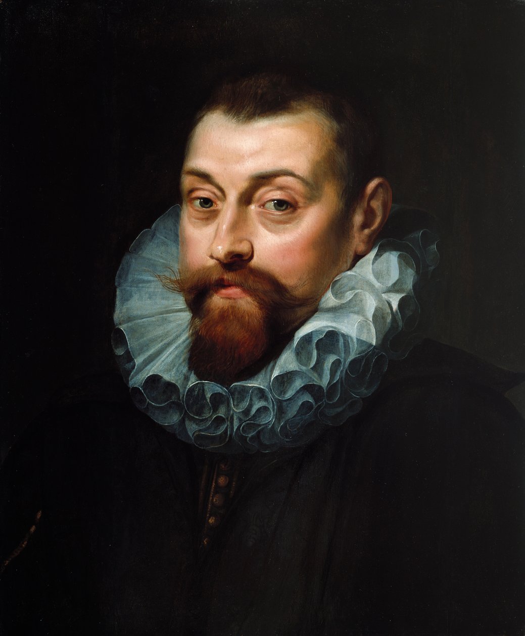 Beyaz bir ruff ile koyu kostümlü, büstü uzunluğunda bir adamın portresi, c.1597-99 by Peter Paul Rubens