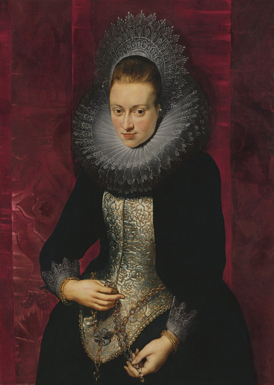Tesbihli genç bir kadının portresi by Peter Paul Rubens