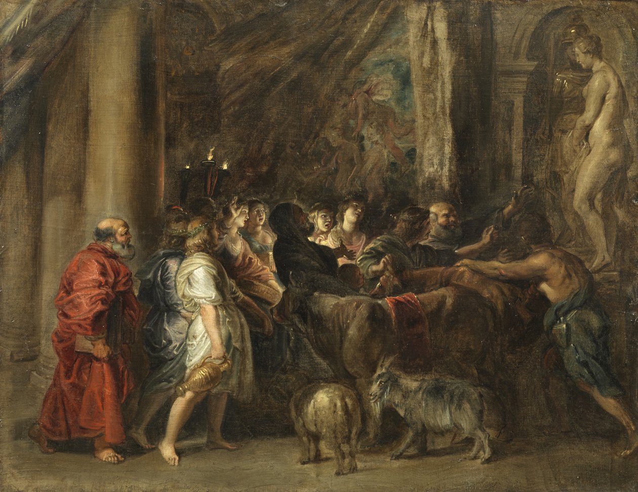 Bir Tapınakta Kurban by Peter Paul Rubens