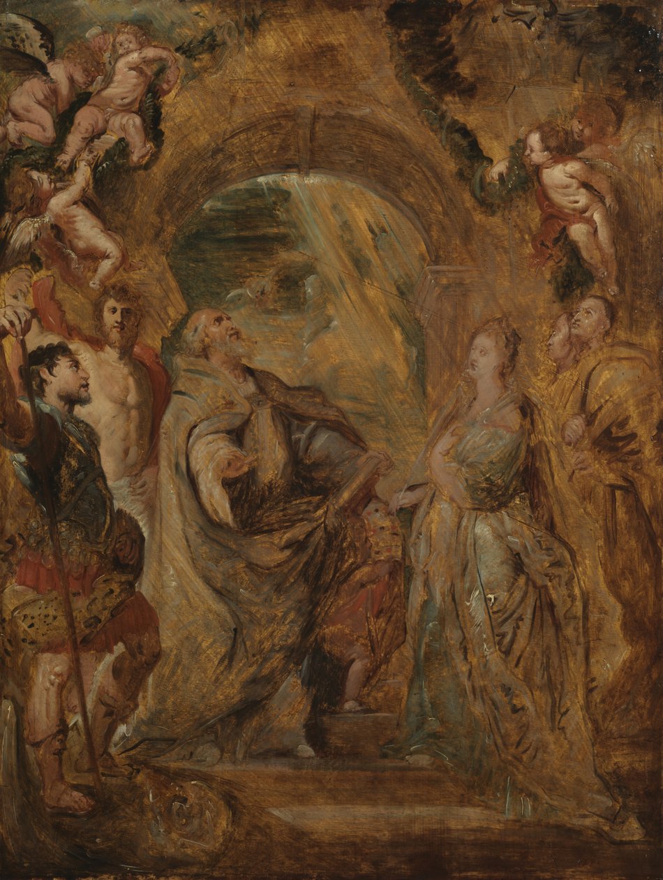 Aziz Maurus ve Papianus ile Büyük Aziz Gregory ve Aziz Nereus ve Achilleus ile Aziz Domitilla, 1606-07 by Peter Paul Rubens