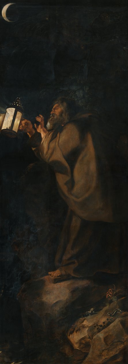 Aziz Christopher ve Münzevi, Haçtan İniş'in panjurunun hemen dışında by Peter Paul Rubens