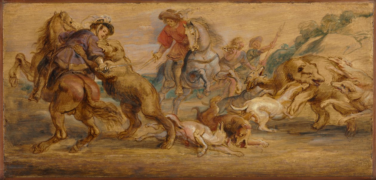 Alcázar için Ayı Avı Çalışması, Madrid, c. 1639. by Peter Paul Rubens