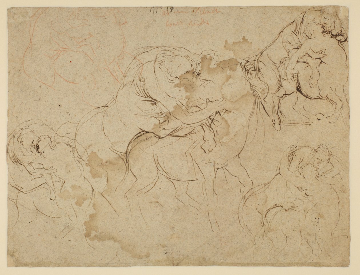 Erkek figürler ve dişi centaurların incelenmesi (Centaurides) (verso) by Peter Paul Rubens