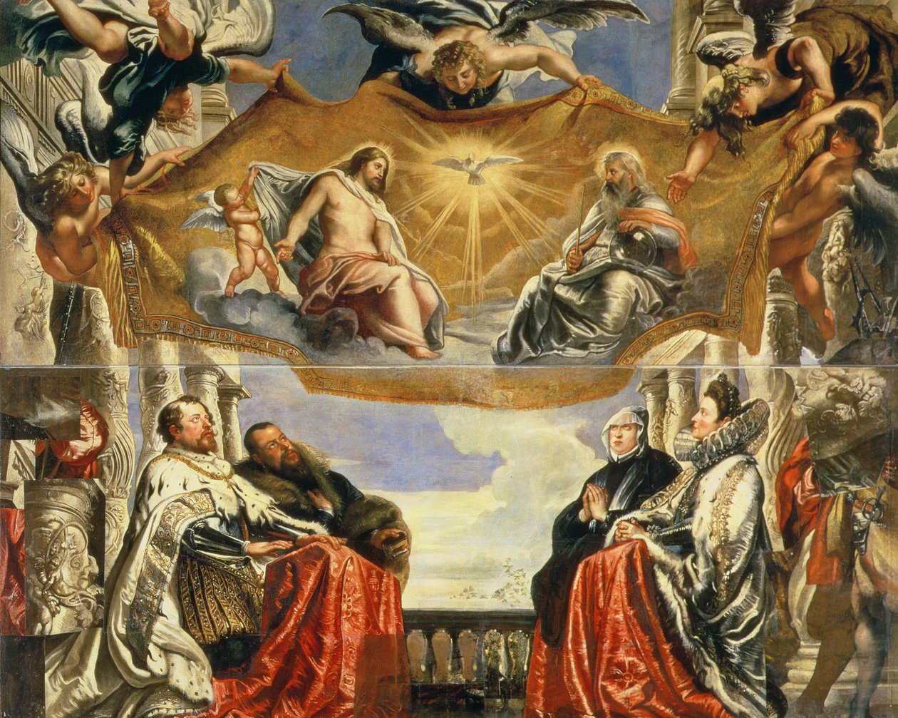 Gonzaga Ailesi Kutsal Üçlü Birliğe Tapınıyor by Peter Paul Rubens