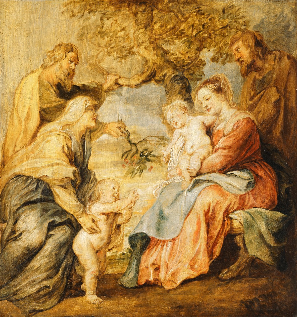 Aziz Elizabeth, Zacharias ve Bebek Aziz Vaftizci Yahya tarafından ziyaret edilen Kutsal Aile, by Peter Paul Rubens
