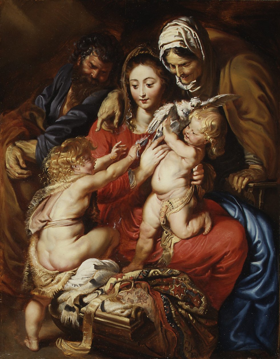 Aziz Elizabeth, Aziz John ve Güvercin ile Kutsal Aile, c.1608-9 by Peter Paul Rubens