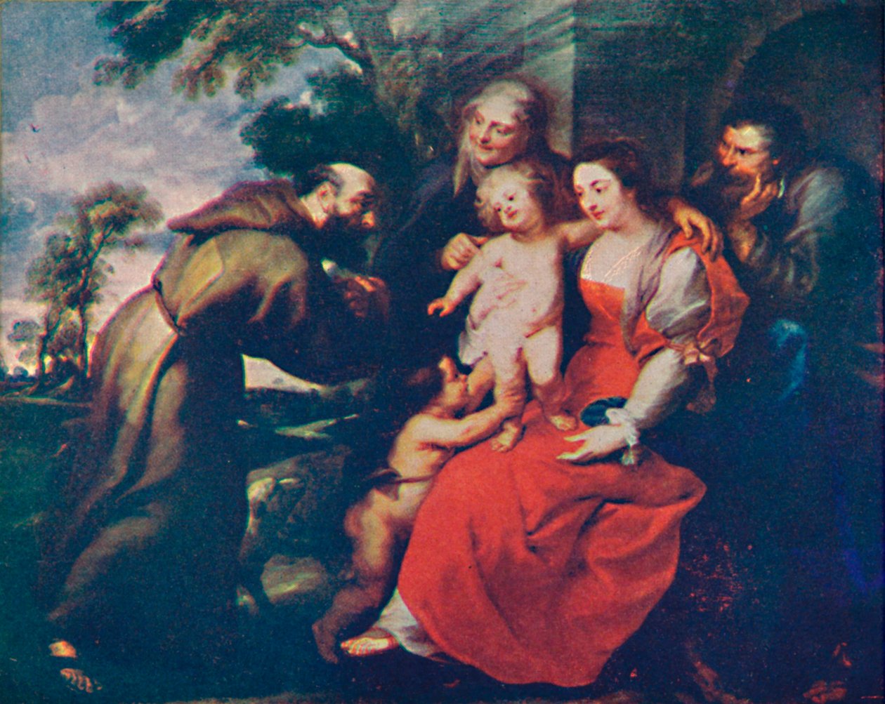 Aziz Francis ve Anne ve Bebek Aziz Vaftizci Yahya ile Kutsal Aile, c1630. c1935 by Peter Paul Rubens