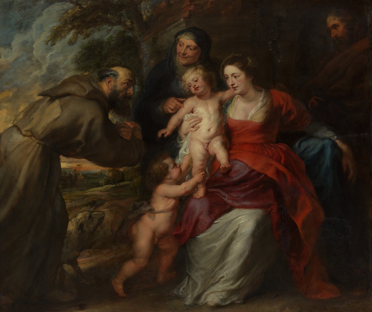 Aziz Francis ve Anne ve Bebek Aziz Vaftizci Yahya ile Kutsal Aile, 1630