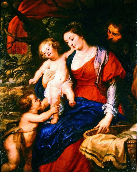Bebek Aziz John ile Kutsal Aile (tuval üzerine yağlı boya) by Peter Paul Rubens