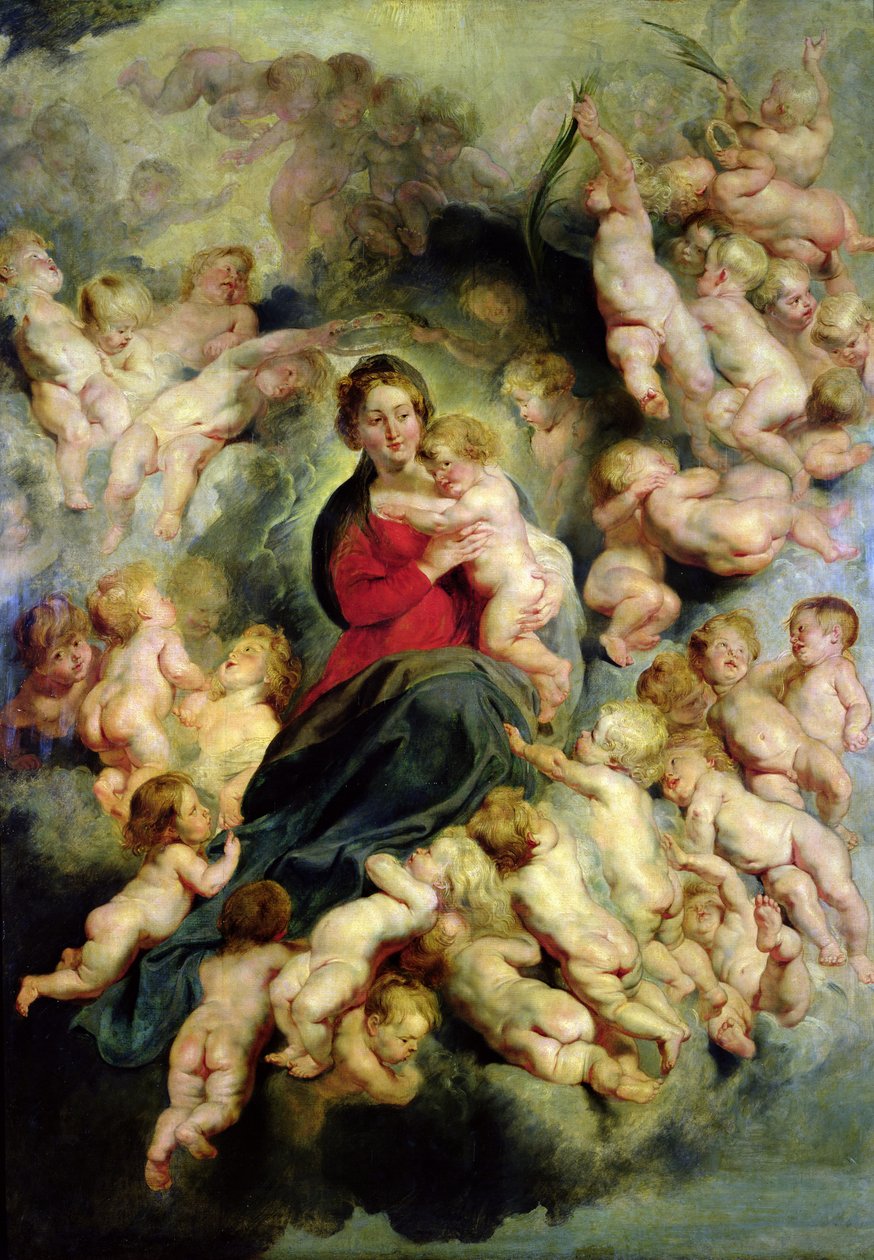 Kutsal Masumlarla çevrili Bakire ve Çocuk veya Meleklerle Bakire, 1618 by Peter Paul Rubens