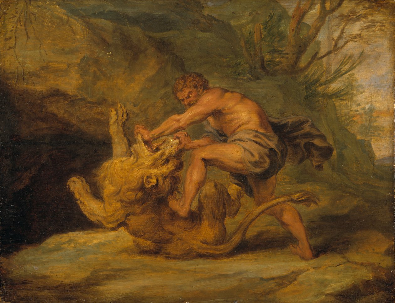 Samson ve Aslan, c.1640 by Peter Paul studio of Rubens