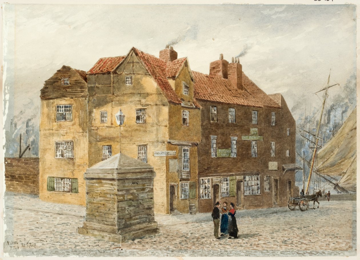 Sandgate (Portland Arms Inn) (kart üzerine kağıt üzerine kurşun kalem ve sulu boya) by Peter Petersen Toft