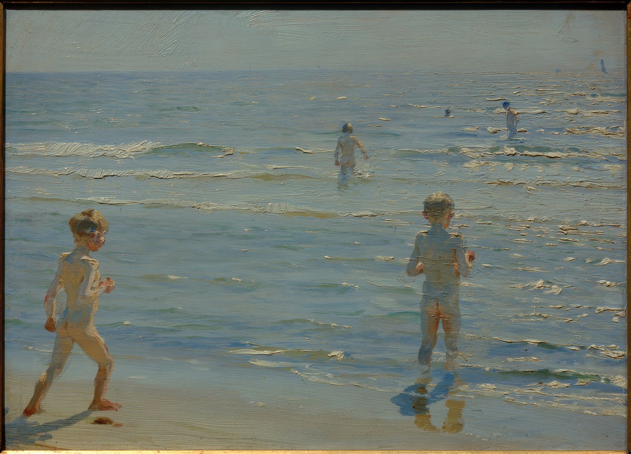 Banyo yapan çocuklar. Güneş ışığı. Skagen by Peder Severin Krøyer