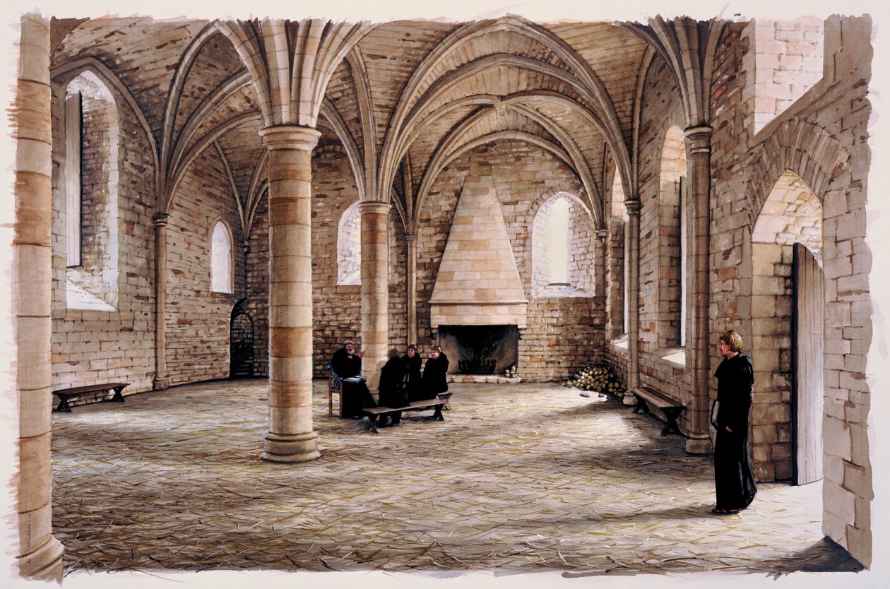 Acemilerin odası, Savaş Manastırı, Doğu Sussex, 12. yüzyıl c1980-c2008