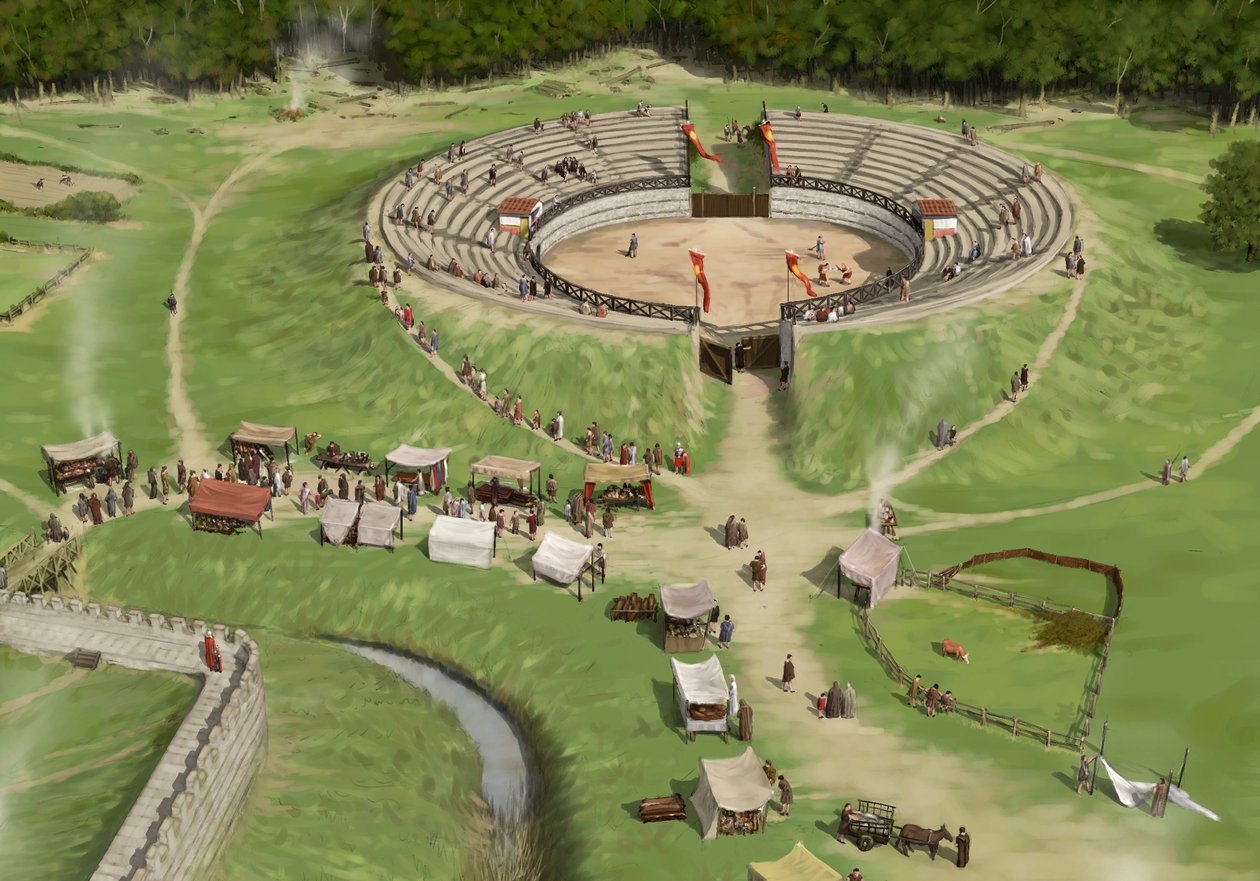 Seyirciler Silchester Roman City Amfitiyatrosu c250 AD, c1990-2010