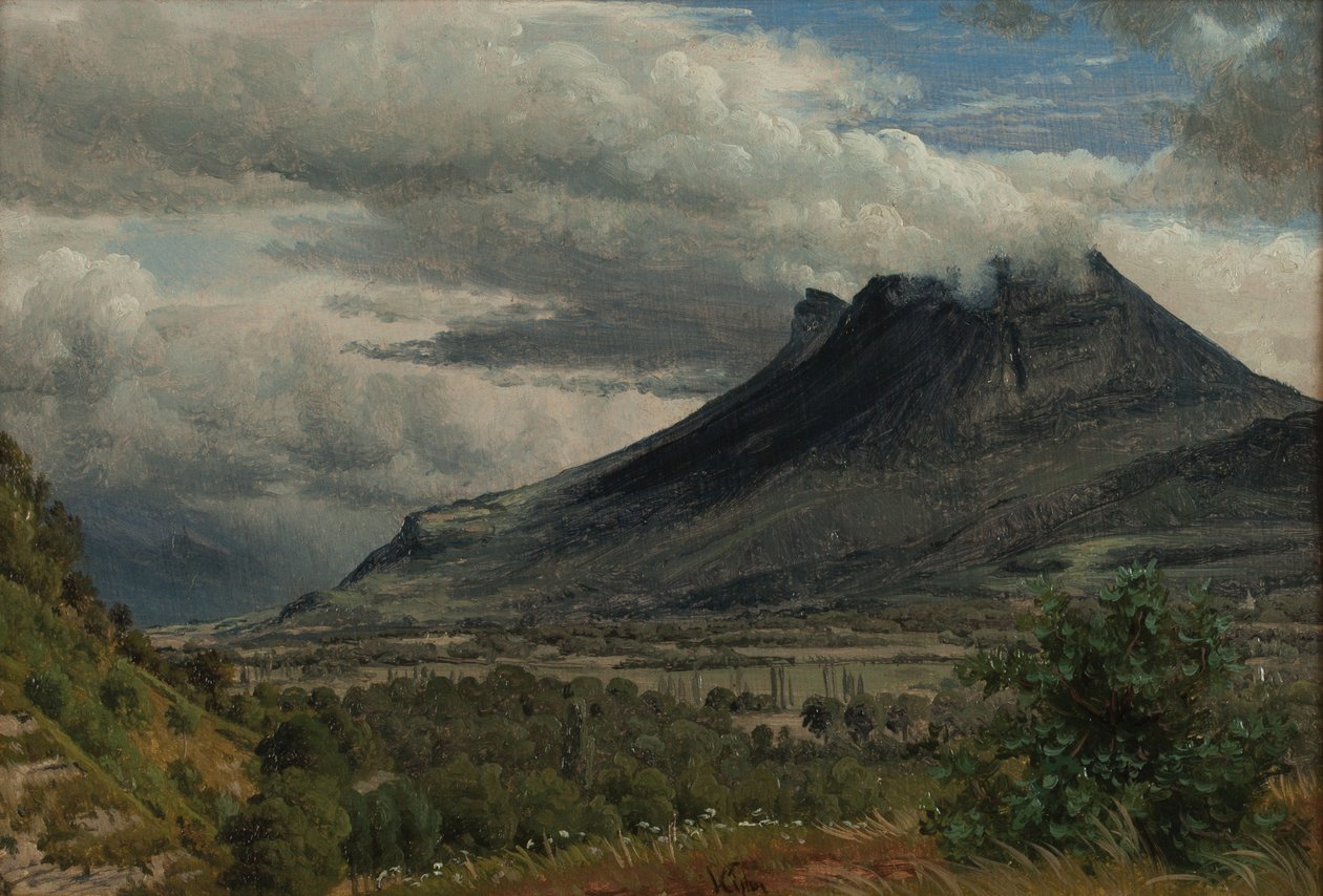 Granier masifi, Cluse de Chambéry'den alınan görünüm 1850 Kağıt üzerine yağlı boya by Peter Vilhelm Carl Kyhn