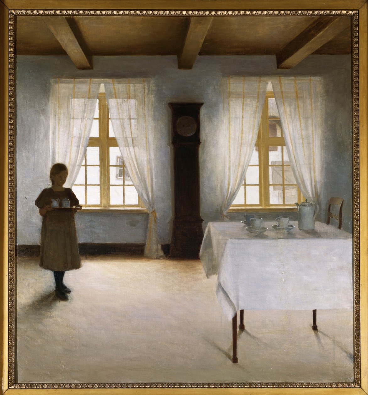 Çay servisi yapan genç bir kızın olduğu bir iç mekan by Peter Vilhelm Ilsted