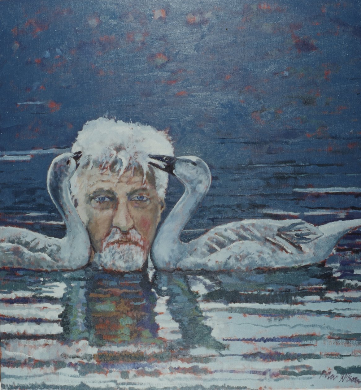 Conrad Lorenz Goslings ile, 2000 (tuval üzerine yağlıboya) by Peter Wilson