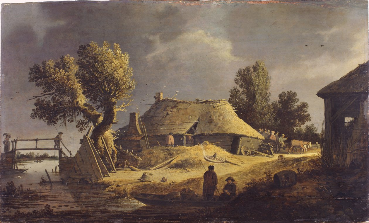 Bir Çiftlik Evi ile Peyzaj (panel üzerine yağlıboya) by Peter de Bloot