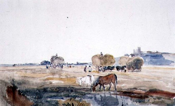 Bir Lincoln Hayfield (kağıt üzerine sulu boya) by Peter de Wint