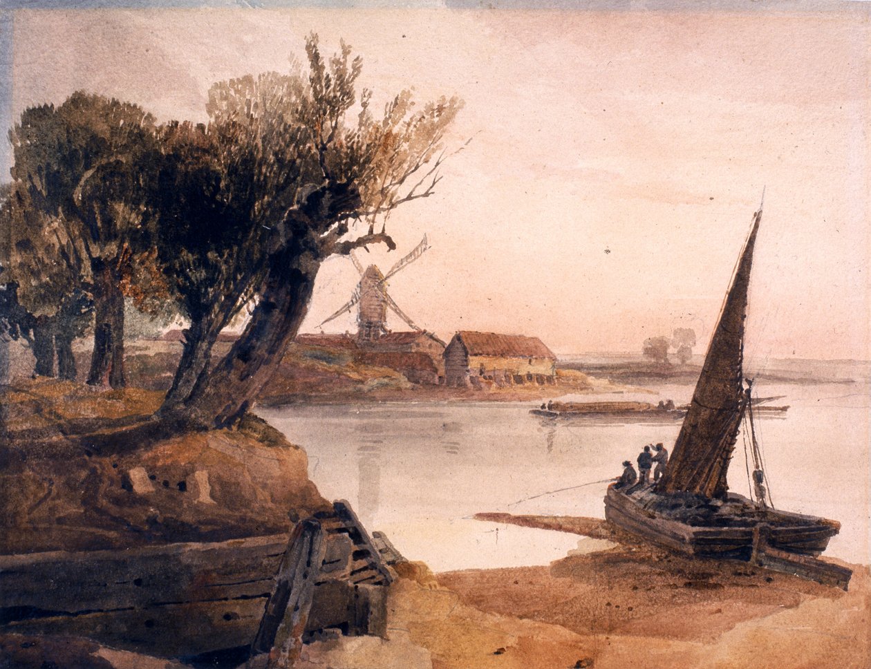 Witham Nehri üzerinde (dokuma kağıt üzerinde wc) by Peter de Wint