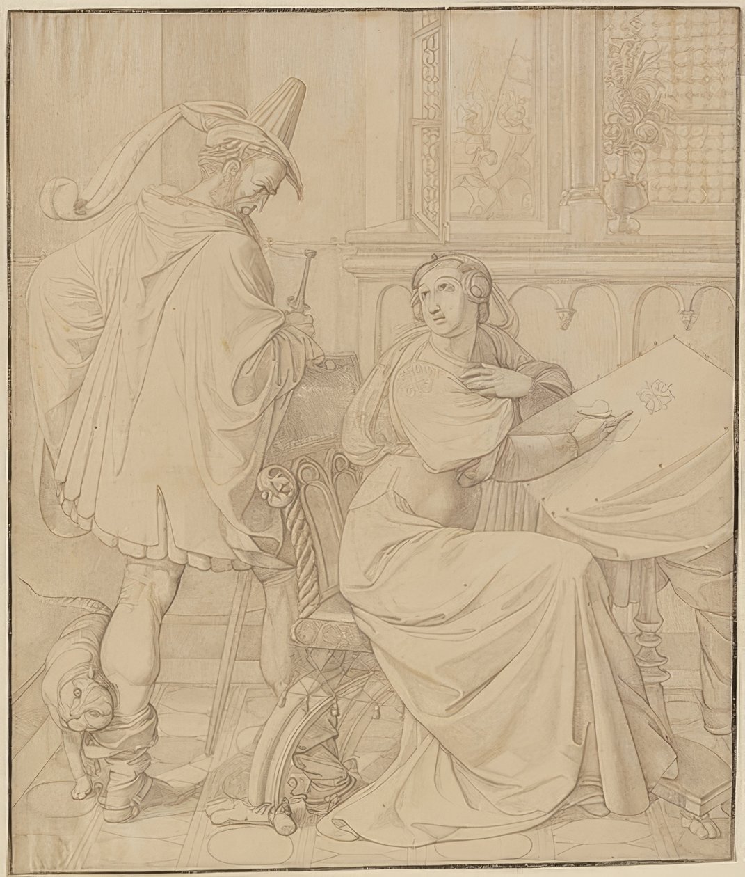 Nibelungen için yedi çizim: 3. Hagens ihaneti. 1812-17 by Peter von Cornelius